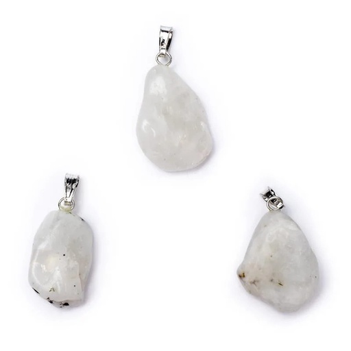 [8718657463117] Pendentif Pierre de Lune blanche avec crochet | ±1-2.5 cm