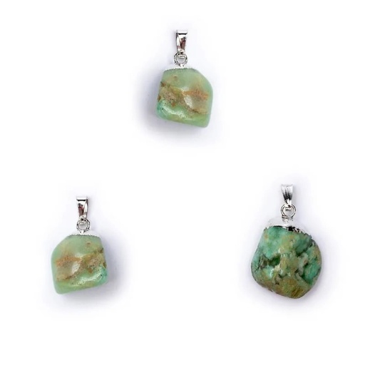 [8718657463155] Pendentif Chrysoprase montature en métal | ±2-3cm