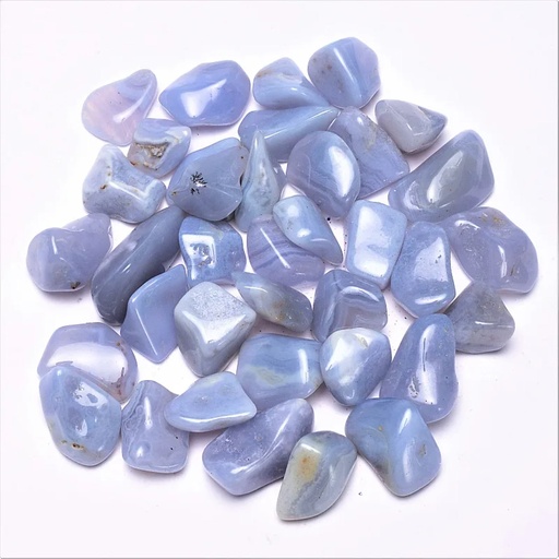 [8718657463537] Agate dentelle bleue pierres polie qualité B | ±250g; ±2-3cm