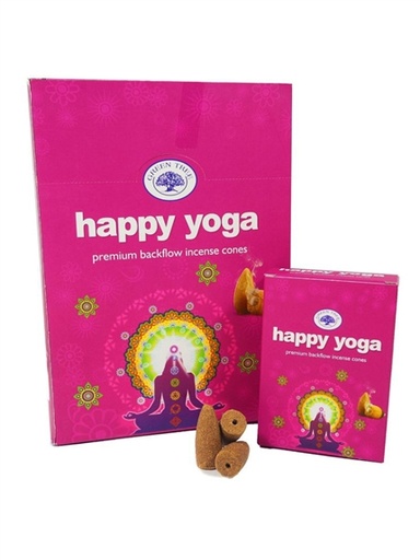 [8902276104340] Encens Green Tree Happy Yoga Cônes Backflow