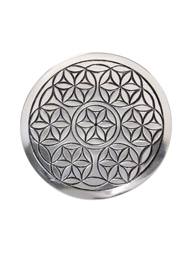 [3660341748749] Support en métal Fleur de Vie 10 cm Argenté