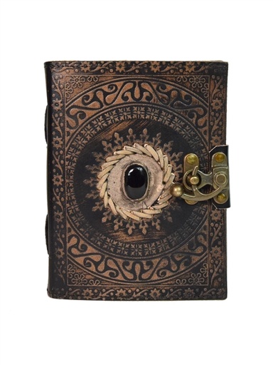 [3660341748978] Grimoire en cuir Obsidienne noire - Petit Format