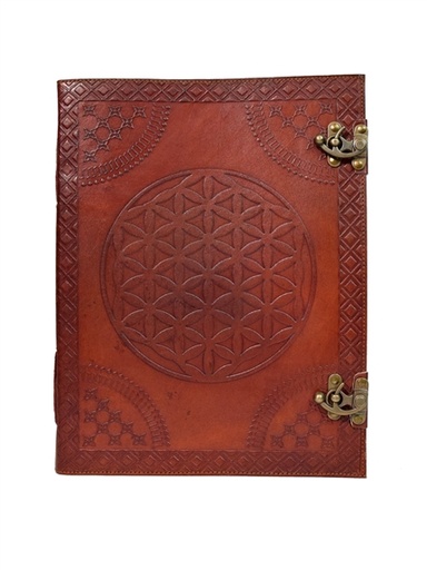 [3660341749005] Grimoire en cuir Acajou Fleur de vie - Grand Format