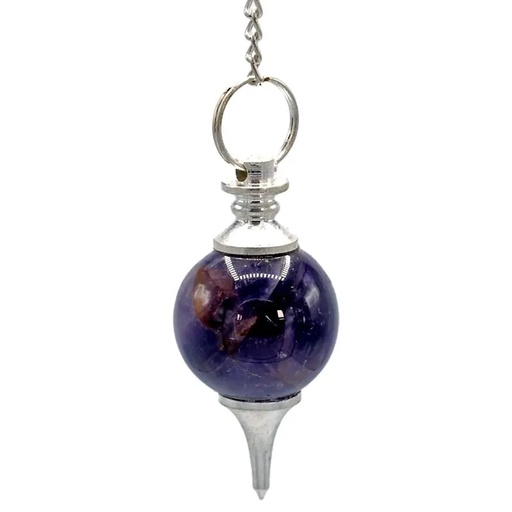 [8718657464152] Pendule Améthyste métal sphérique | 19 g; 4x2 cm