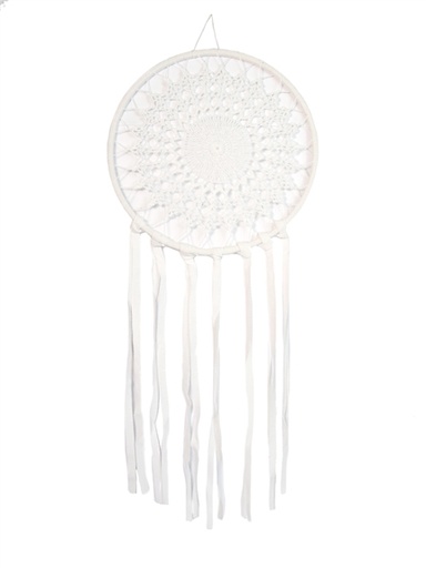 [3660341739457] Attrape-rêves Macramé Blanc 30 cm