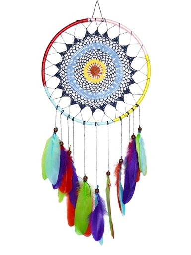 [3660341739549] Attrape-rêves Multicolore Plumes 30 cm