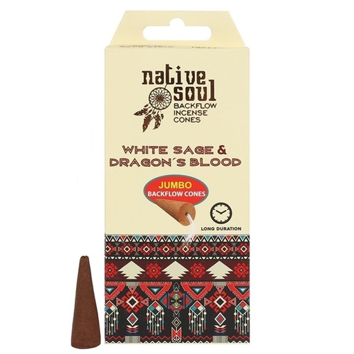 [8901684617411] Encens Green Tree Native Soul Sauge blanche & Sang de dragon Cônes Backflow