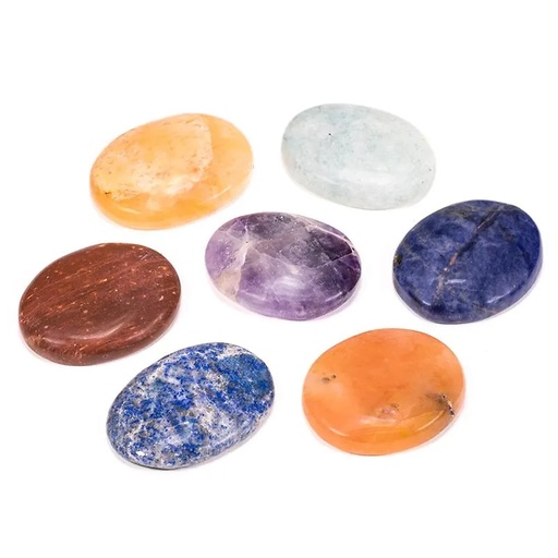 [8718657464244] Chakra Lot de 7 pierres ovales | 4x2.7 cm