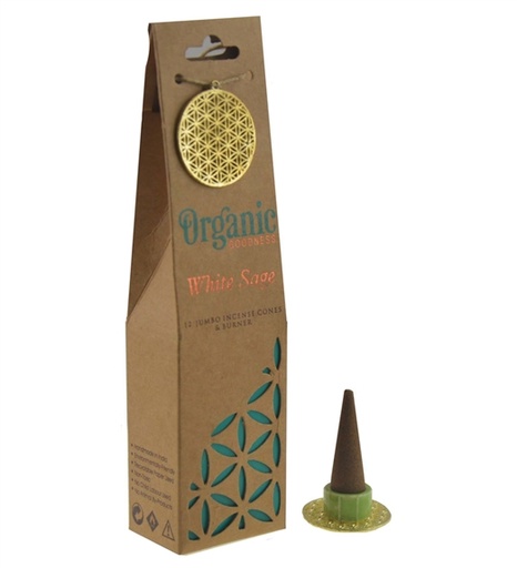 [8903833901167] Encens Cône Organic Sauge Blanche 41 grs