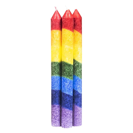 [8718657464831] Bougie cierge arc en ciel stéarine sans parfum | 23x2.2 cm