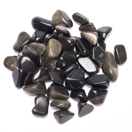 [8718657464855] Obsidienne pierres polies reflets dorés A | ± 250g; ±2-3cm