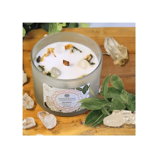 [7434626466491] Bougie Litho Green Tree Équilibre spirituel - Jasmin - 256 grs