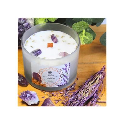 [7434633061047] Bougie Litho Green Tree Guérison - Lavande - 256 grs