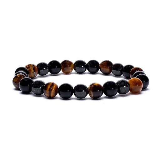 [8718657465371] Bracelet élastique hématite / obsidienne / oeil de tigre | 0.8cm;9cm