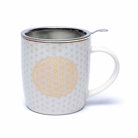 [8721139294246] Tasse à thé infuseur fleur de vie