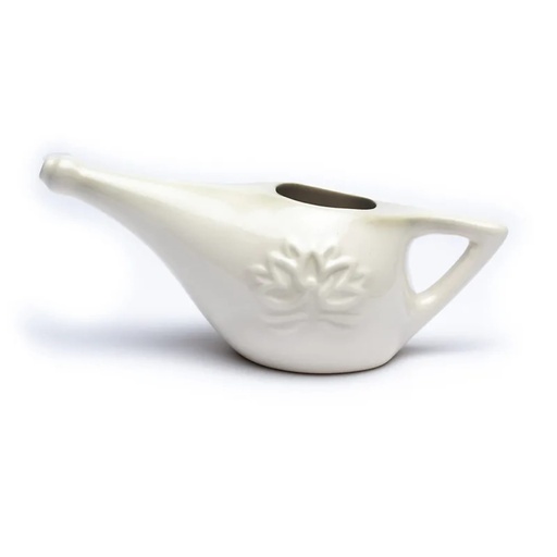 [8718657465876] Neti pot céramique + 25g sel himalayen | 17.5x7 cm; 150 ml