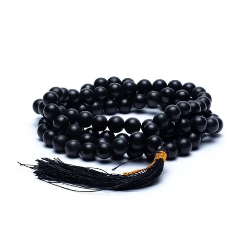[8718657466095] Mala Agathe noire 108 perles | 0.8 cm