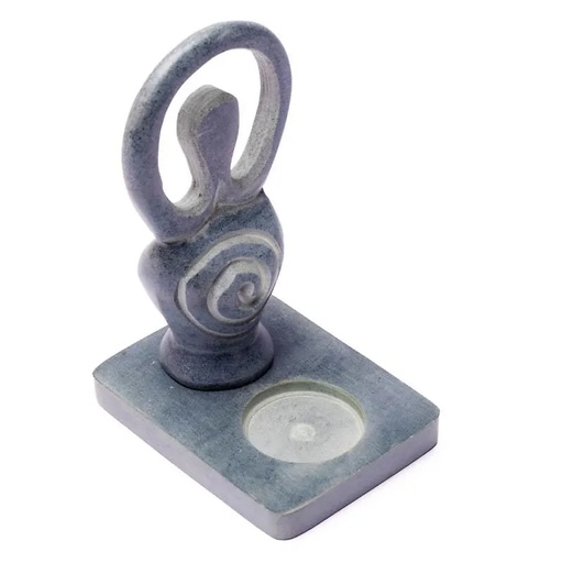 [8718657466132] Bougeoir Divinité en pierre Ollaire | 11 cm