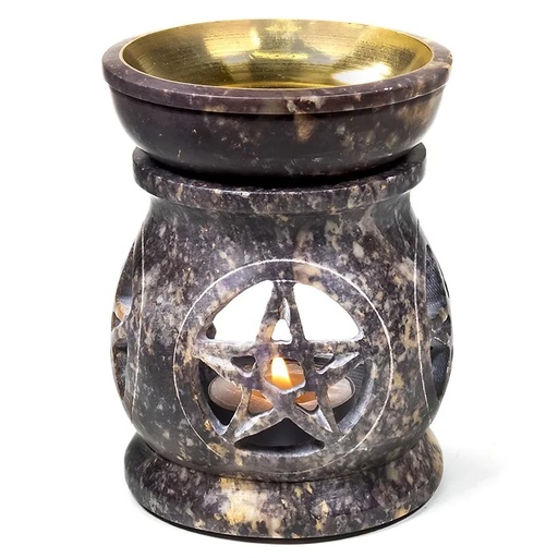 [8718657466309] Brûle-parfum Pentacle en pierre à savon | 11x9 cm