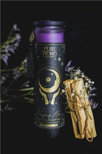 [8903833921134] Bougie parfumée Esotéric Purifying Moon - Palo Santo et Lavande 300 grs