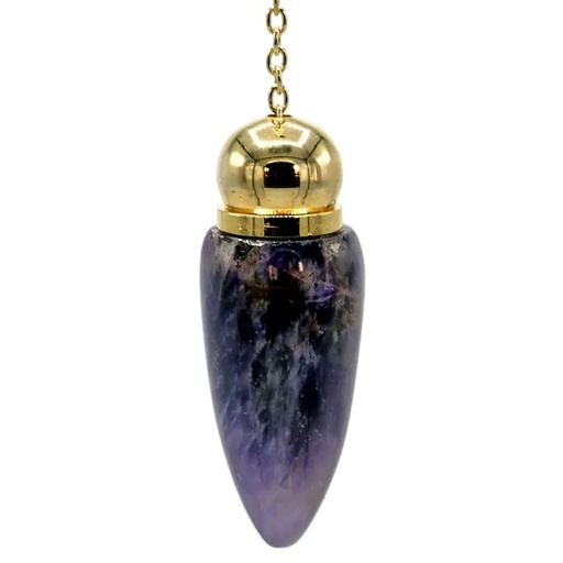 [8718657466835] Pendule Améthyste plaqué laiton | 20 g; 5.3 cm