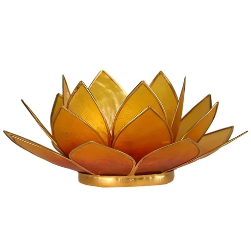 [8718657467139] Eclairage Lotus jaune orange bord or | 13.5 cm