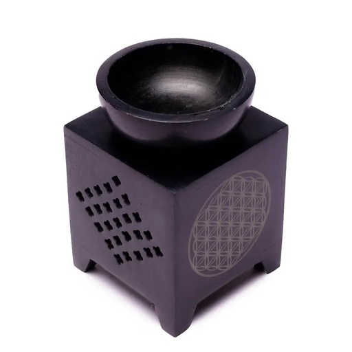 [8718657467153] Brûle-Parfum en pierre à savon Fleur de Vie | 11 cm