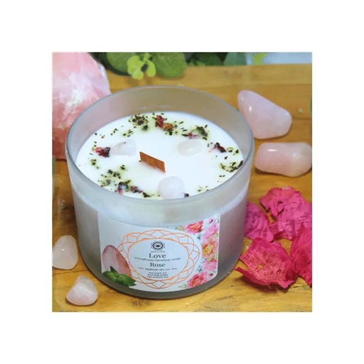 [7434626296210] Bougie Litho Green Tree Amour - Rose - 256 grs