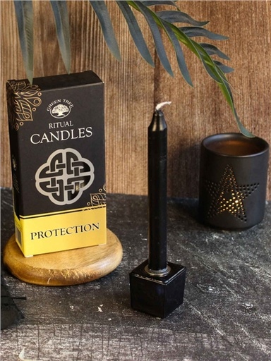 [7434640954912] Bougies à rituel - Protection - Noires