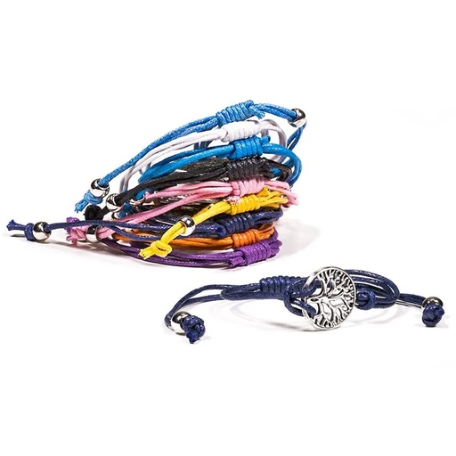 [8718657468884] Bracelets arbre de la vie lot de 10 couleurs | ±5.5-8.5 cm