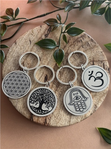 [3660341762905] Porte-clef métal argenté Fleur de vie