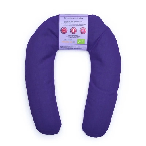 [8718657469683] Coussin pour le cou Lavande Bio violet foncé | ±25x20x3cm;  ±440g