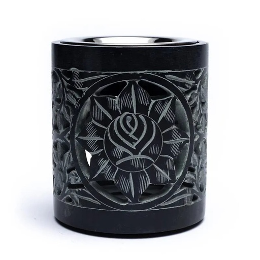 [8718657469737] Encensoir -lampe aromatique pierre à savon noire | 600 g