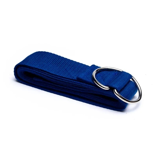 [8718657469867] Sangle de Yoga avec anneau en D coton bleu | 183x4 cm