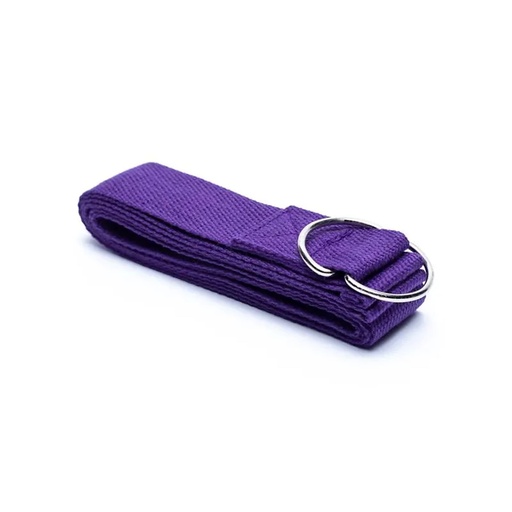 [8718657469881] Sangle de Yoga avec anneau en D coton violet | 183x4 cm