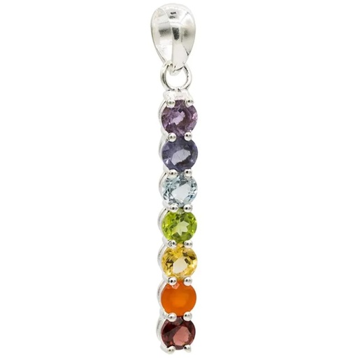 [8718969170109] Pendentif pierres 7 chakra en argent 925 -- 3.5 cm