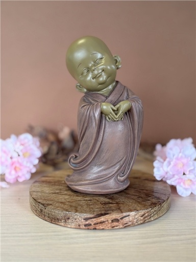 [3660341762349] Statuette Moine Souriant 16,7 cm en Résine - Rouge