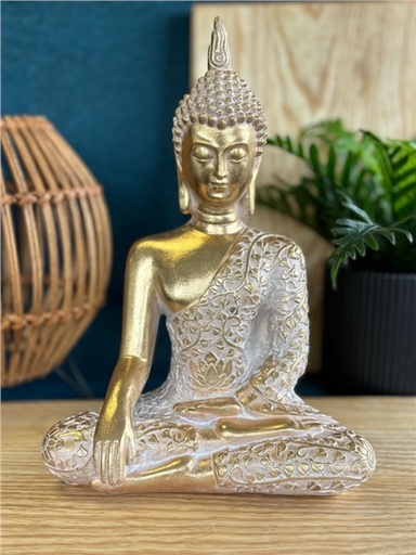 [3660341762448] Statuette Bouddha Assis 24,5 cm en Résine - Doré