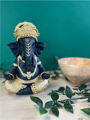 [3660341762745] Statuette Ganesh Méditatif 17,5 cm en Résine - Doré