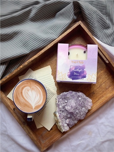 [8903833916673] Bougie parfumée Pierres de Guérison Améthyste 200 g - 3 mèches