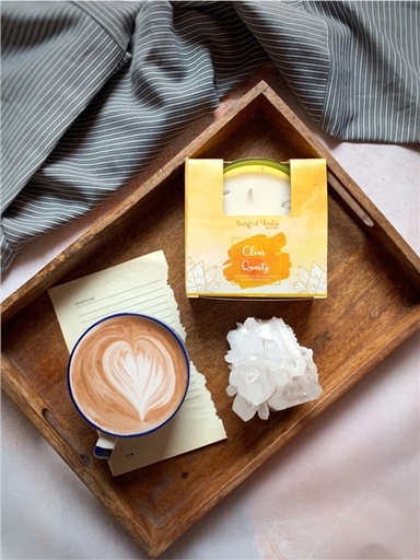 [8903833916680] Bougie parfumée Pierres de Guérison Cristal de roche 200 g - 3 mèches