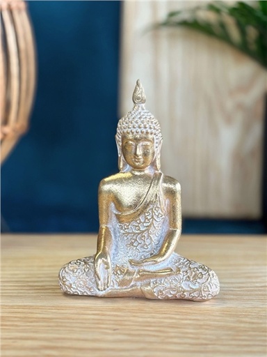 [3660341762189] Statuette Bouddha Assis 11,5 cm - Résine - Doré