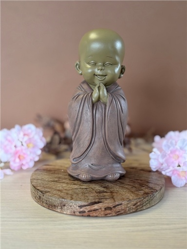 [3660341762332] Statuette Moine en Prière 17 cm - Résine - Rouge