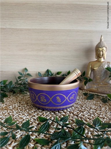 [3660341766811] Bol Chantant Tibétain Aluminium Violet Bouddha Katora env 12 cm