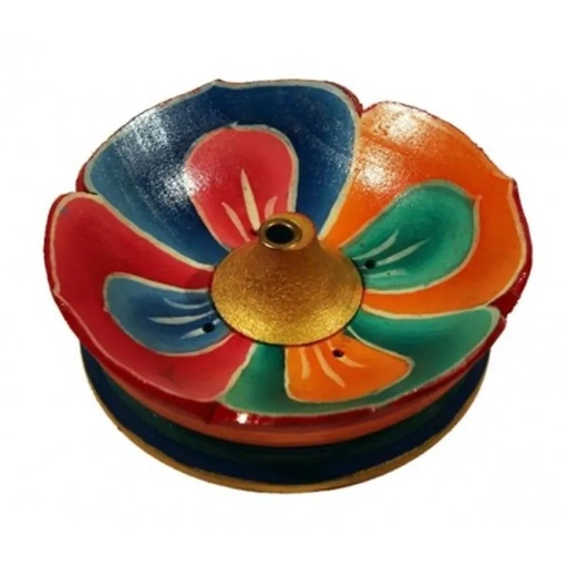 [8718969173209] Brûle bâton d'encens lotus en bois coloré | 9 cm