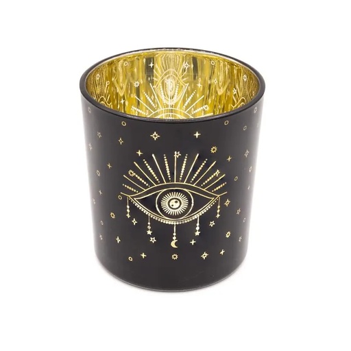 [8721139297049] Photophore métallique Œil de la Providence -- 7,3x8 cm	