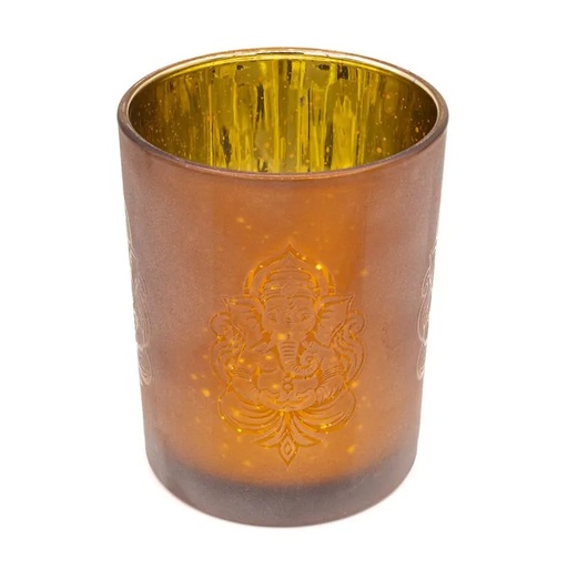 [8721139297094] Photophore givré/métallique Ganesha -- 10x12,5 cm	