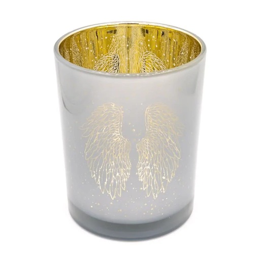 [8721139297117] Photophore métallique Ailes d’ange -- 10x12,5 cm	