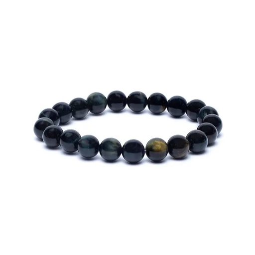 [8721139293560] Bracelet élastique oeil de tigre bleu -- 8mm