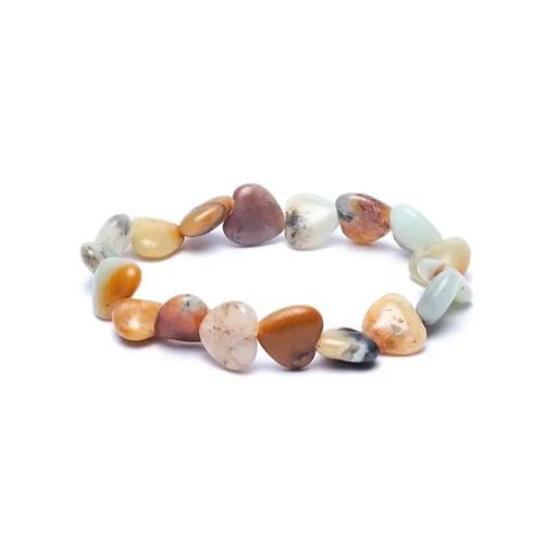 [8721139293591] Bracelet élastique coeurs amazonite -- 10mm